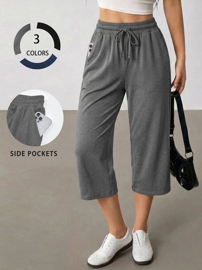 Women's Capri Yoga Pants Loose Soft Drawstring Workout Sweatpants Causal Lounge Pants with Pockets