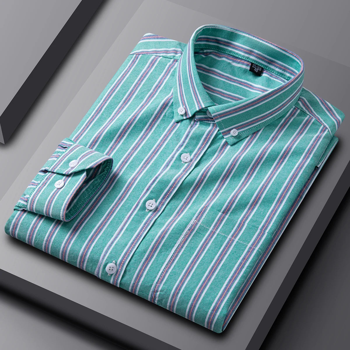 New in Shirt 100% Cotton Oxford Plaid Long Sleeve Shirts for Man Slim Fit Formal Plain Shirt Soft Striped Casual Elegant Clothes