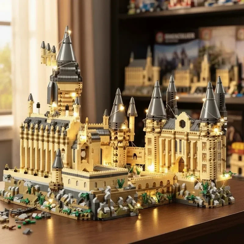 Magic Movie Castle School Micro Building Blocks Street View Architecture MOC Architecture Scenery Toy Christmas Birthday Gifts