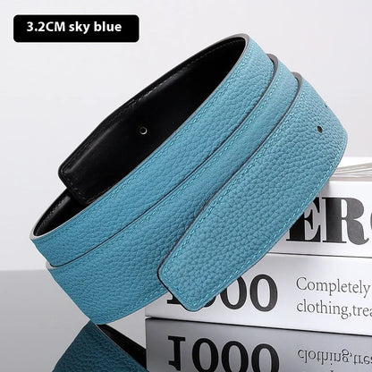 Luxury Belt Ultra-Thin Pointed Belt Headless Men And Women First Layer Cowhide H Buckle Replacement Belt Buckleless 3.2/3.8cm