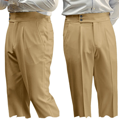 New Casual Solid Color Suit Trousers Men Spring Trendy Belt High Waist Pants Male Business Office Fashion Pleated Straight Pants