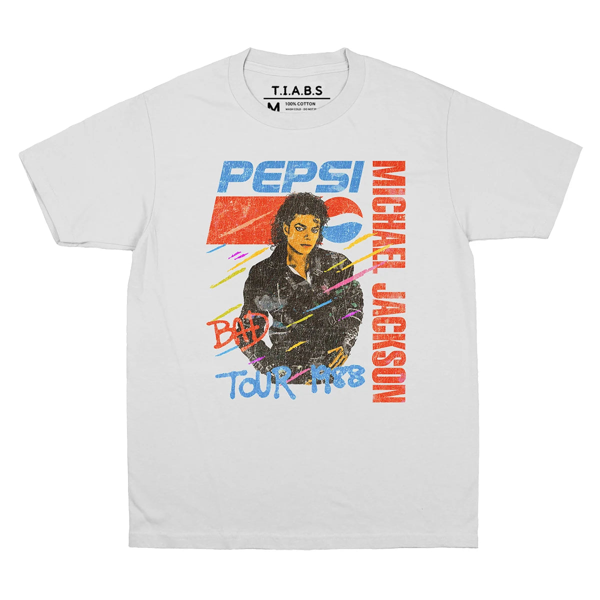 Michael Jackson Bad T-Shirt Retro Design Tour Drop Shoulders Pop King Music Short Sleeves Printed Cotton Men's Top Shirts