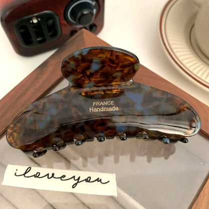 French Floral Hair Claw Temperament Caramel Shark Hair Clip Claw Large Polka Dot Grab Hair Accessory for Women