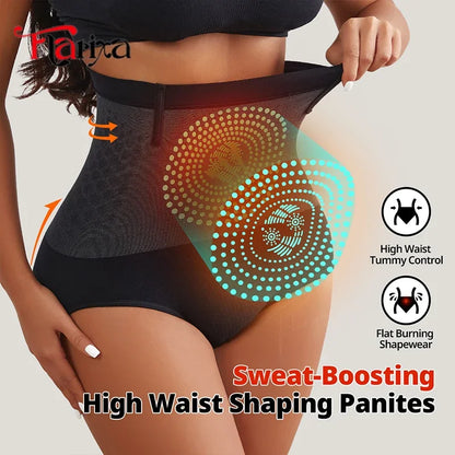 Flarixa Tummy Control Underwear Briefs for Women High Waist Seamless Butt Lifting Panties Sweat Slim Body Shaper Belly Slimmer