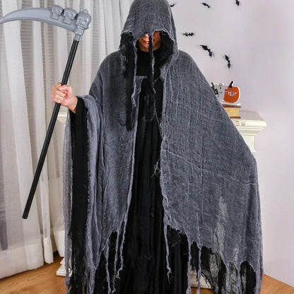 Scary Halloween Hooded Cloak Medieval Renaissance Wizard Cloak Horror Grim Reaper