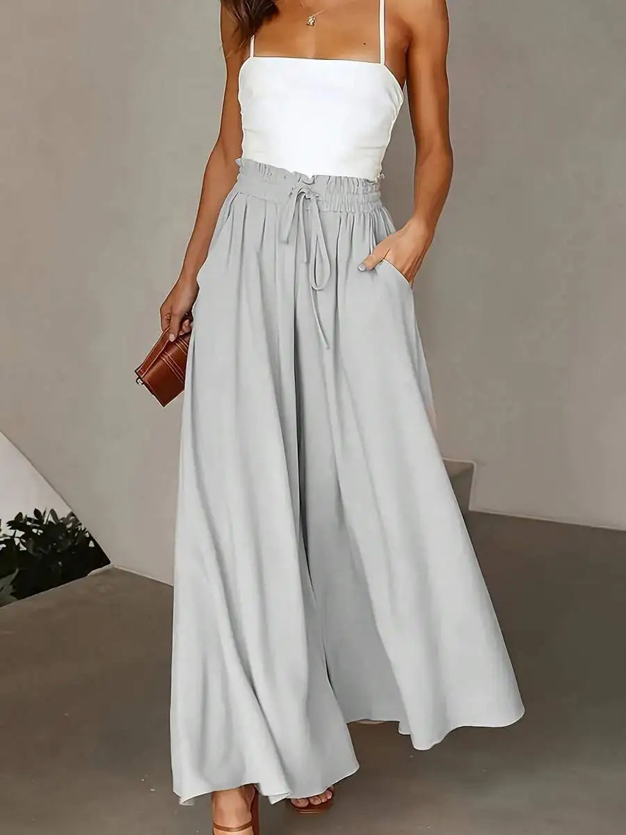 Plus Size Loose Lightweight Wide Leg Culotte Pants, Spring/Summer Casual