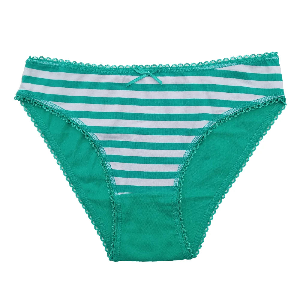 Sexy Panties for Women Cotton Soft Female Underwear Lace Briefs set Ladies Striped Bikini Intimates Lingerie 5 pcs/lot