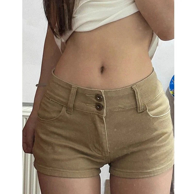 Summer Lady Fashion Thin Casual Denim Shorts Girls Korean Solid Mini Denim Pants Female Classic High Waist Short Jeans