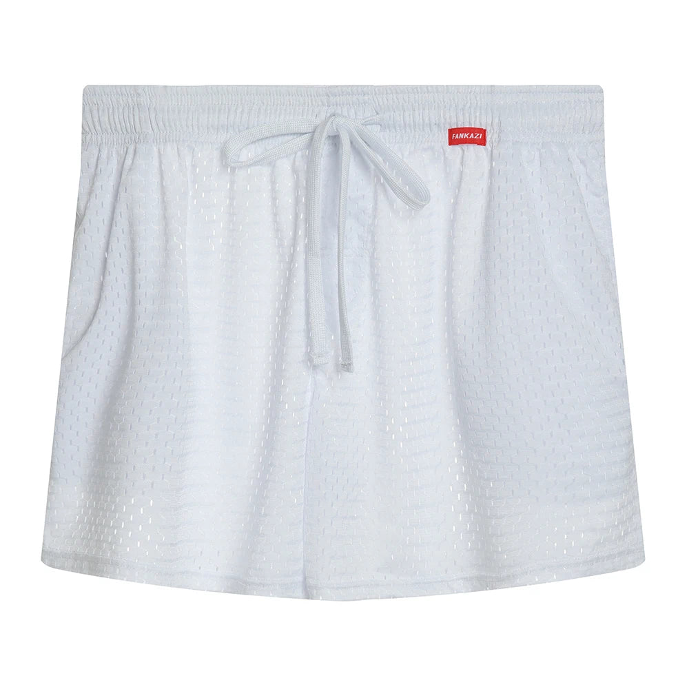Solid-coloured Men's Mesh Thin Section Loose Fashion Pockets Elastic Large Size Sleep Bottom Boxer Shorts Homewear