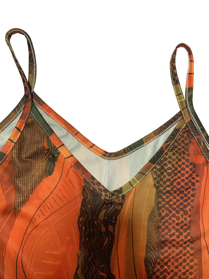 Women's Summer Spaghetti Strap Dress, Colorful Abstract Print, Ideal Vacation Outfits, Flowy Casual Dress, Must - Have Clothes
