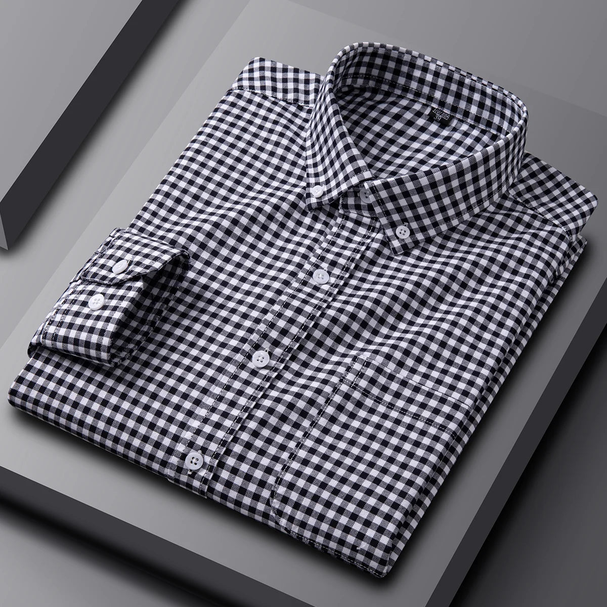 New in Shirt 100% Cotton Oxford Plaid Long Sleeve Shirts for Man Slim Fit Formal Plain Shirt Soft Striped Casual Elegant Clothes