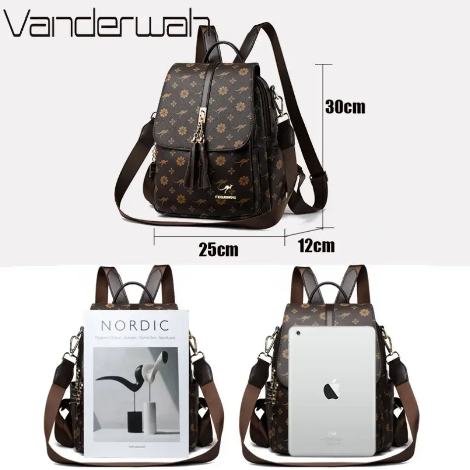 Ladies Backpack Designer High Quality Leather Women Bag Luxury Fashion Printing Large Capacity Backpacks Sac