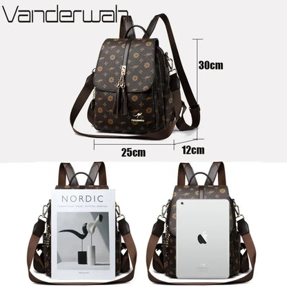 Ladies Backpack Designer High Quality Leather Women Bag Luxury Fashion Printing Large Capacity Backpacks Sac
