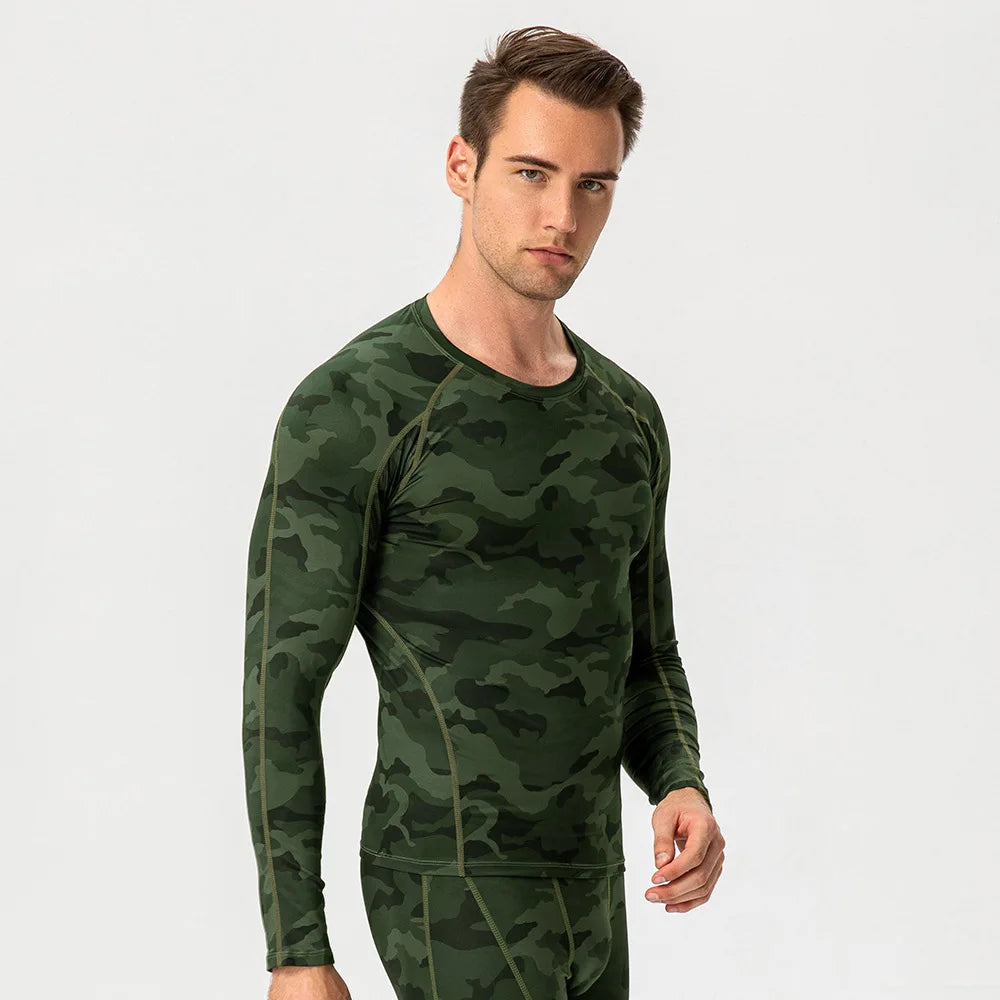 Men's Compression Shirt Long Sleeve Sports Workout T-Shirts Sport Quick Dry Fitness Running Tops Gym Sports Tights
