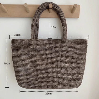 Handmade Raffia Straw Bags for Women Shoulder Bag Summer Woven Beach Bag NEW Natural Grass Handbag Vacation Shopper Tote Purses