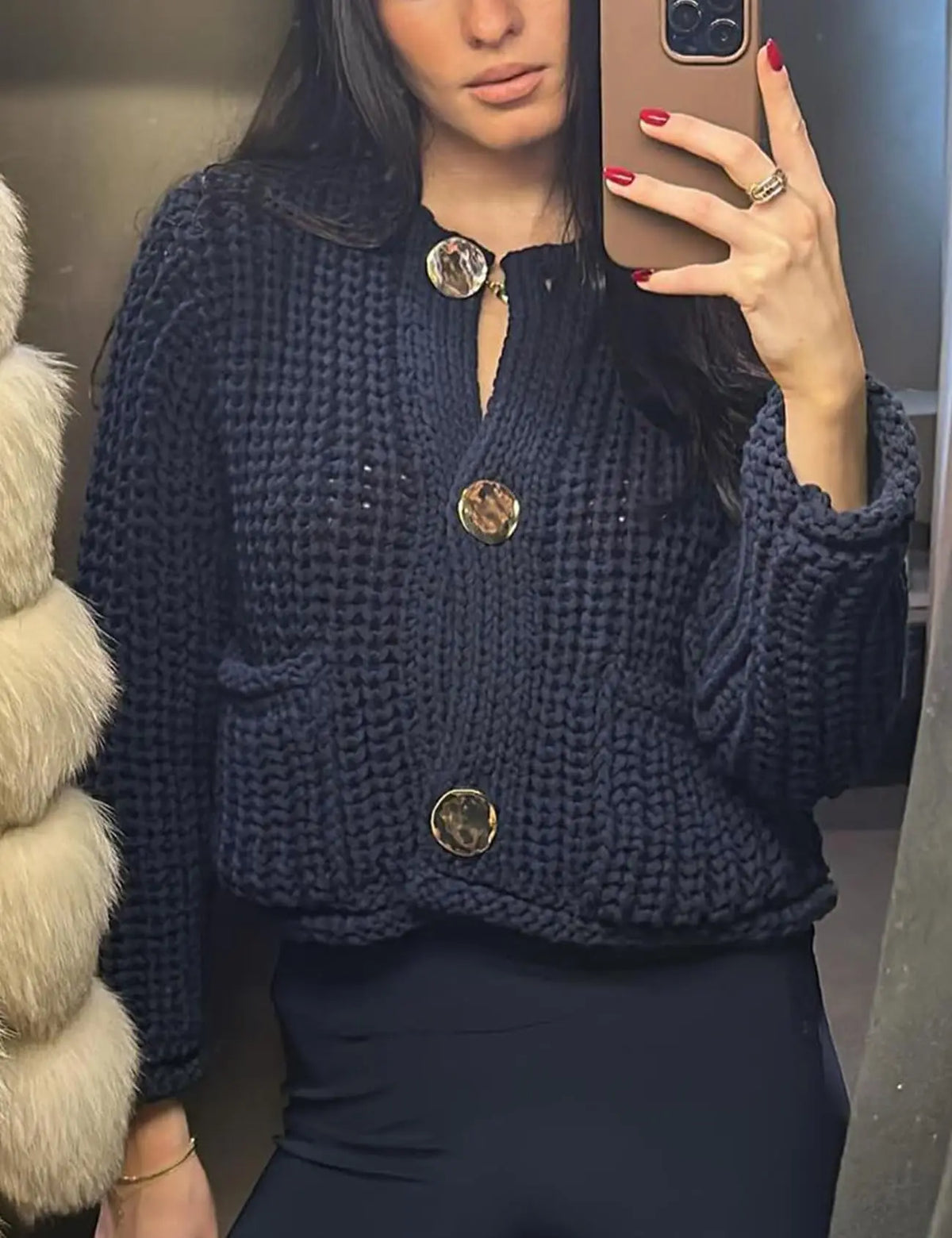 Womens Cropped Cardigan Sweater Button Down Chunky Knit Sweater Long Sleeve Fall Open Front Cardigan