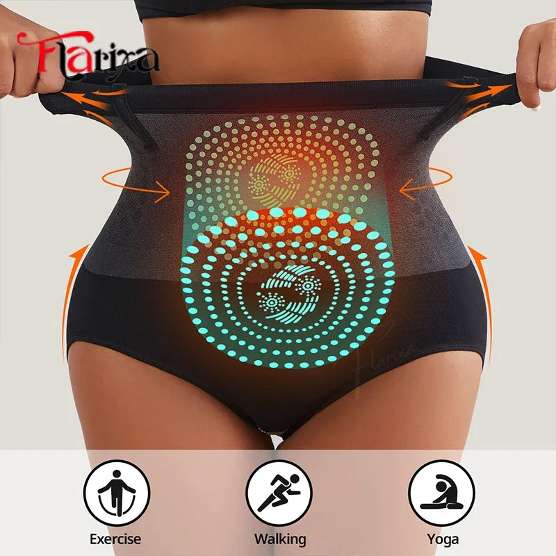Flarixa Tummy Control Underwear Briefs for Women High Waist Seamless Butt Lifting Panties Sweat Slim Body Shaper Belly Slimmer