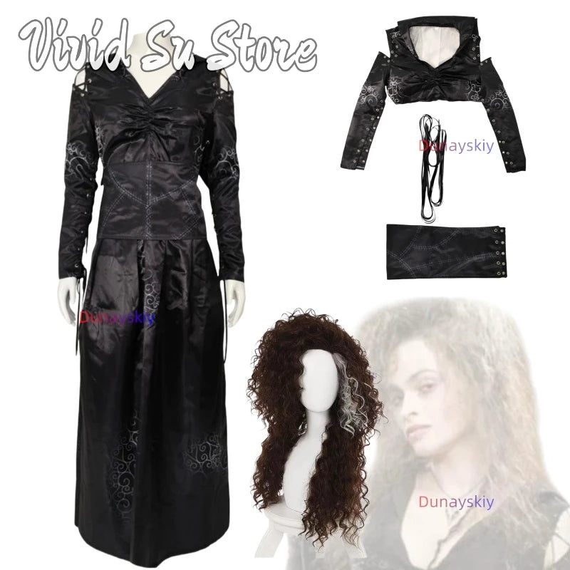 Bellatrix Anime Cos Lestrange Cosplay Costume Halloween Carnival Party Disguise Roleplay Suit Female Women disfraz de mujer