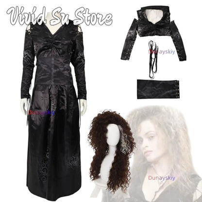 Bellatrix Anime Cos Lestrange Cosplay Costume Halloween Carnival Party Disguise Roleplay Suit Female Women disfraz de mujer