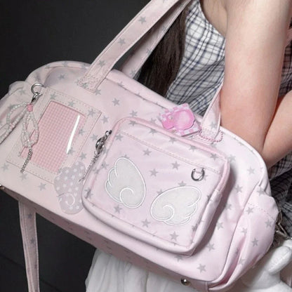 Transparent Women's Ita Bags Y2k Aesthetic All Match Star Print Fashion Ins Underarm Bag Sweet Kawaii Shoulder Handbags