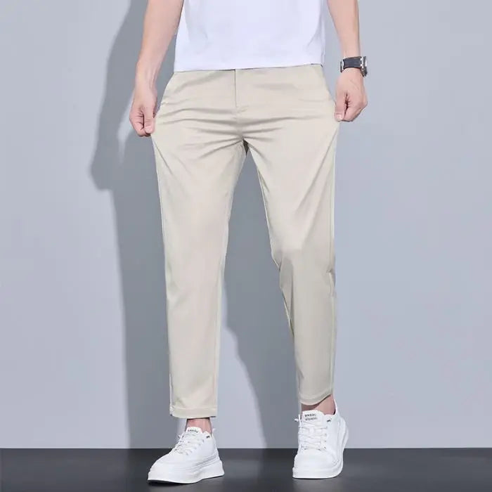 2026 New Spring Summer Ankle-Length Pants Men Straight Fit Fashion Thin Brand Clothing Solid Color Casual Trousers Male 28-38