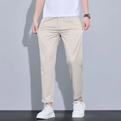 2026 New Spring Summer Ankle-Length Pants Men Straight Fit Fashion Thin Brand Clothing Solid Color Casual Trousers Male 28-38