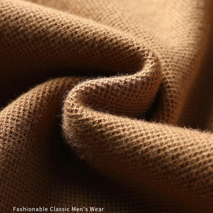 Men's 500g Wool-Blend Knit Sweater - Camel Fake Layered Collar (Black/Navy/Light Gray) Vintage Business Casual Style