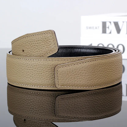 Luxury Belt Ultra-Thin Pointed Belt Headless Men And Women First Layer Cowhide H Buckle Replacement Belt Buckleless 3.2/3.8cm