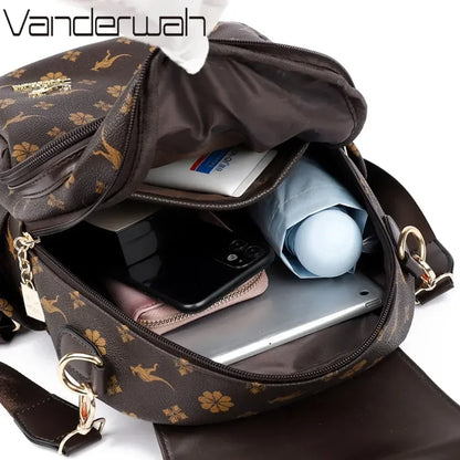 Ladies Backpack Designer High Quality Leather Women Bag Luxury Fashion Printing Large Capacity Backpacks Sac