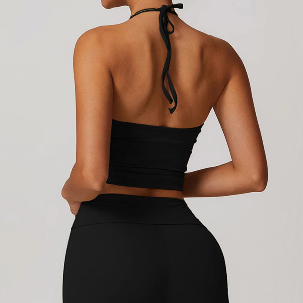 Sports Bra Women Halter Top High Support Push-up Open Back Gym Wear Sexy Fitness Tops Yoga Bra Female Running Workout Underwear