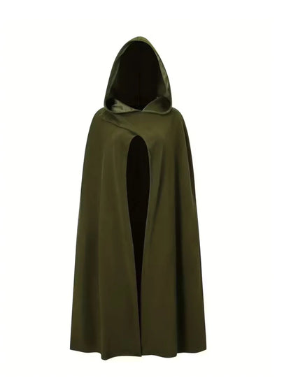 New Halloween Costume Cloak, Fleece Hooded Halloween Cape, Retro Asymmetrical Design Role Play Coat,