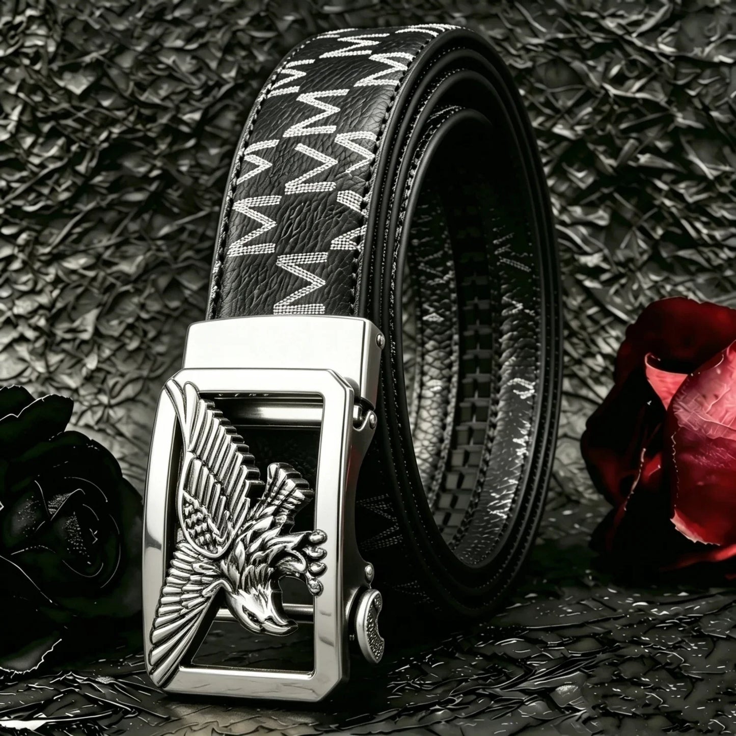 POYYAS Stylish Metal Buckle Men Belt for Women Printed Letter Animal Alloy Buckle - Fashion Daily Decoration Jeans Belt - Fashion Letter M Pattern Design Perfect Accessory for Business and Casual Belt