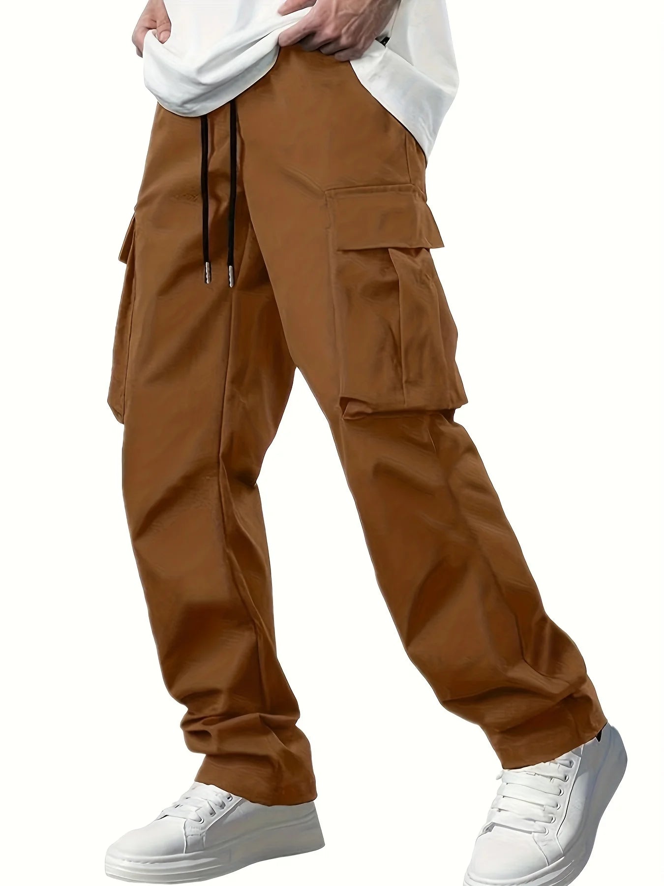2026 Amazon Summer New Men's Work Pants European and American Independent Station Drawstring Multi Pocket Casual Pants