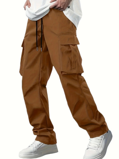 2026 Amazon Summer New Men's Work Pants European and American Independent Station Drawstring Multi Pocket Casual Pants