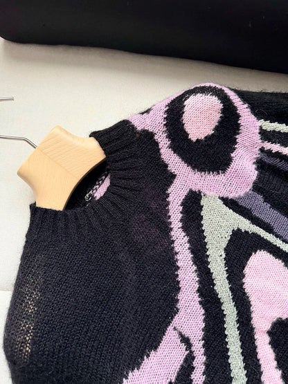 Autumn Winter Fashion Indoor Casual Geometric Knitting Pullovers Women's O-Neck Long Sleeve Loose Warm Inner Cloth Sweaters