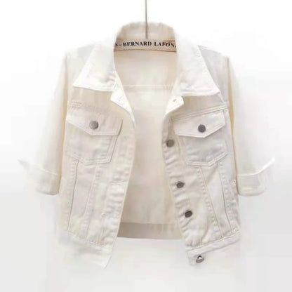 Women's Denim Jacket Spring Autumn Short Coat Pink Jean Jackets Casual Tops Purple Yellow Purple Blue Loose Tops Lady Outerwear
