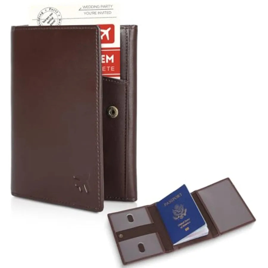 Polare Full Grain Leather Pilot Wallet Passport Holder RFID Blocking Tri-fold Travel Cover Document Organizer for Aviation Prof