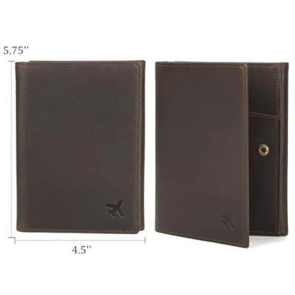 Polare Full Grain Leather Pilot Wallet Passport Holder RFID Blocking Tri-fold Travel Cover Document Organizer for Aviation Prof