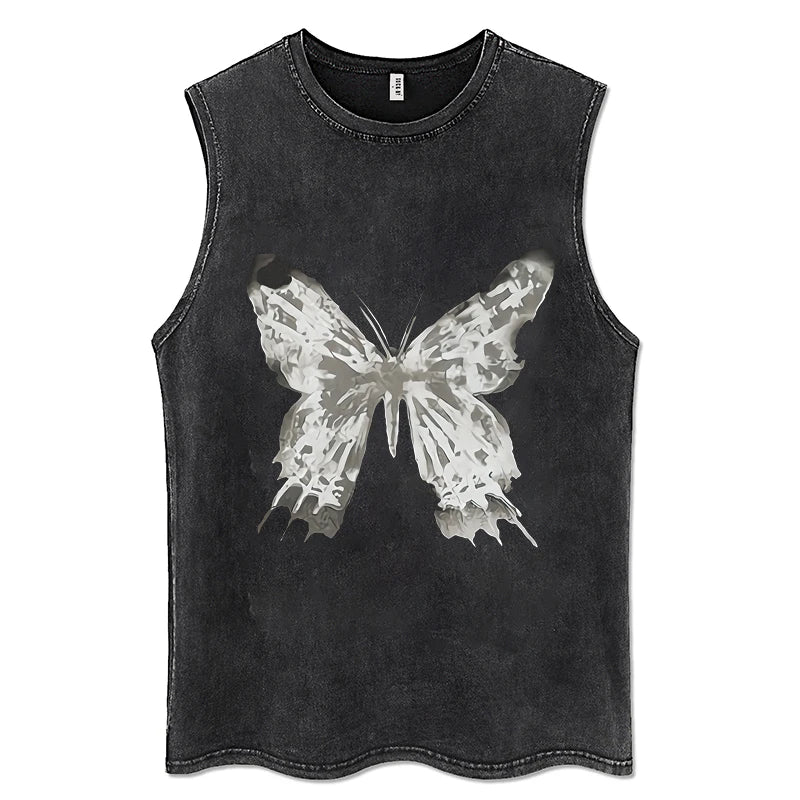 Y2K Tanks Tops for Men Women 100% Cotton Vintage Black Men's Clothing Hip Hop Punk Rock Sleeveless Tshirts Gothic Vests