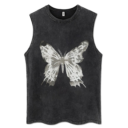 Y2K Tanks Tops for Men Women 100% Cotton Vintage Black Men's Clothing Hip Hop Punk Rock Sleeveless Tshirts Gothic Vests