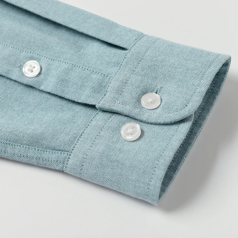 Men's Slim-Fit Oxford Cotton Shirt: Long Sleeves, Casual Breathable Fabric, Exquisite Craftsmanship, Brand with OEM Processing