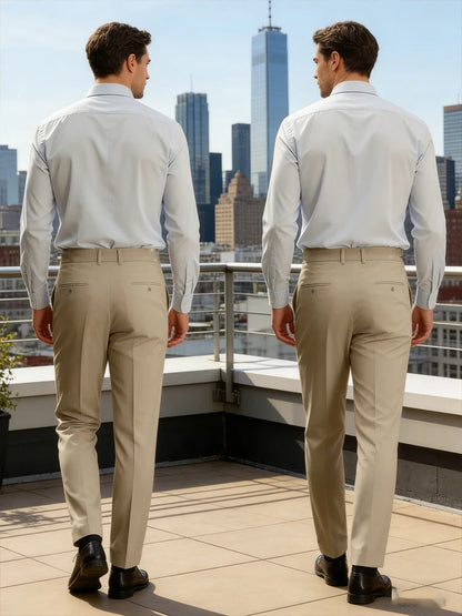 New Casual Solid Color Suit Trousers Men Spring Trendy Belt High Waist Pants Male Business Office Fashion Pleated Straight Pants
