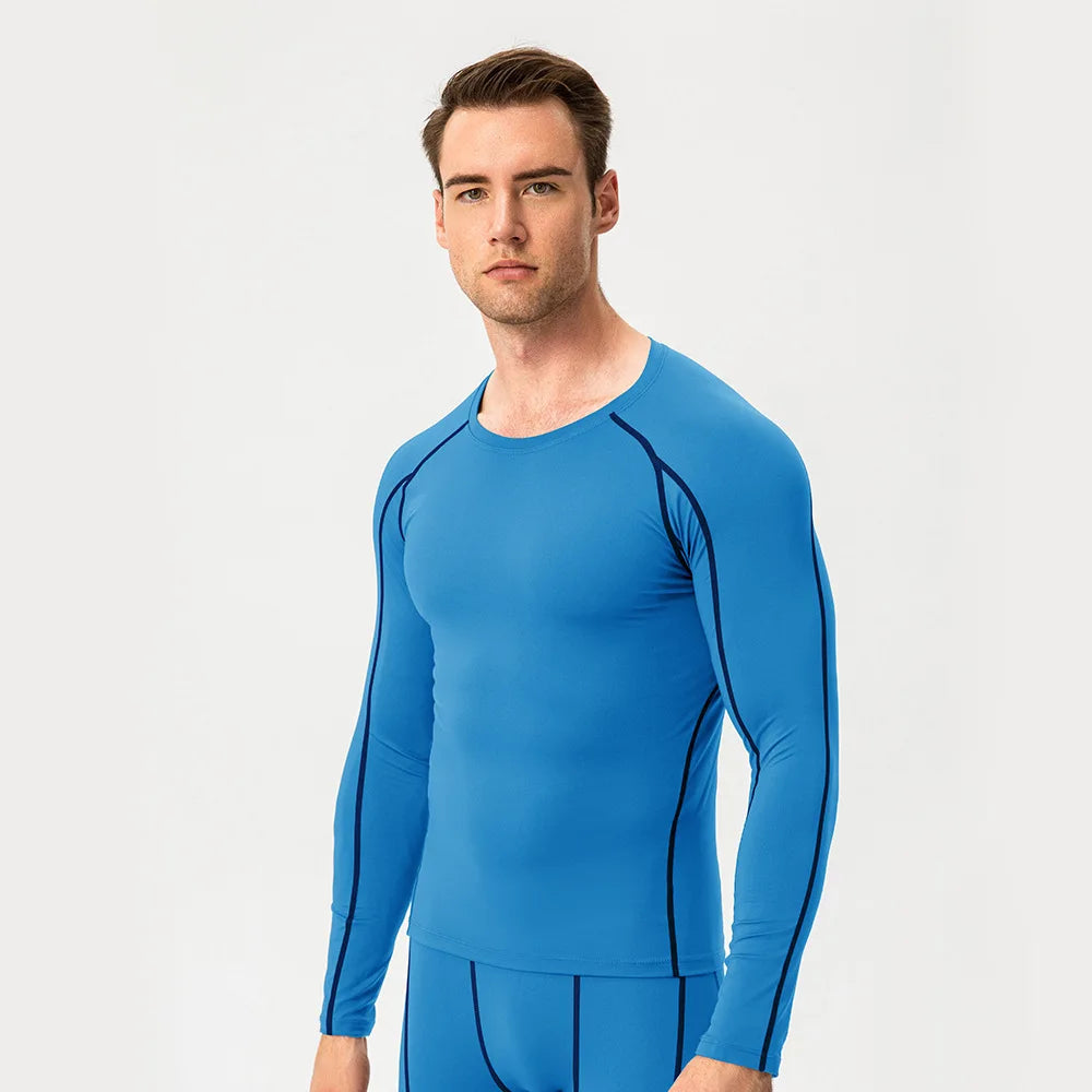 Men's Compression Shirt Long Sleeve Sports Workout T-Shirts Sport Quick Dry Fitness Running Tops Gym Sports Tights
