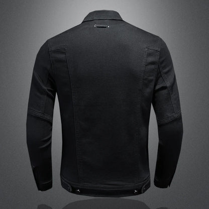 Men's High-Quality Fashion Handsome Trend Classic Denim Jacket Black Gold Zipper Biker Multi-Zip Winter Snow Jacket
