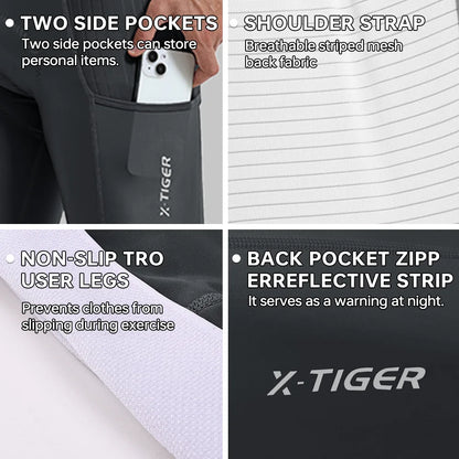 X-TIGER Men Cycling Bib Pants Anti-Slip Leg Grips 7-Hour Ride Padded Summer Riding Bike Bib Shorts with Side Pockets
