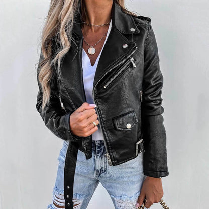 Autumn Winter Jacket Pu Leather Coat Jackets For Women 2022 Locomotive Short Zipper
