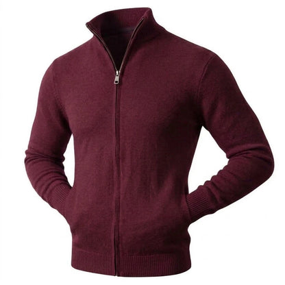 Autumn Men's Casual Stand Collar Cardigan Sweater Zip Knitted Jacket Winter Warm Jumper Coat Outwear Long Sleeve Streetwear Top