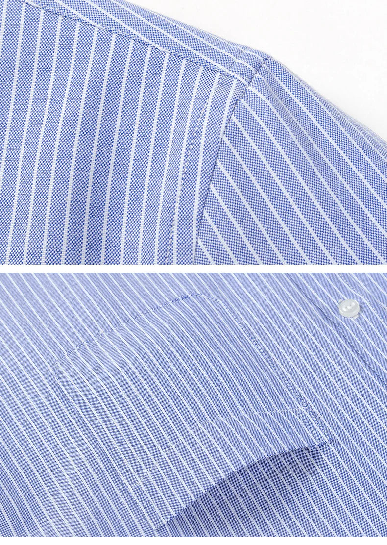 100% Cotton Men's Oxford Shirts Spring Autumn Long Sleeve Basic Casual Solid Striped Button Down Social Business Formal Plus 5XL