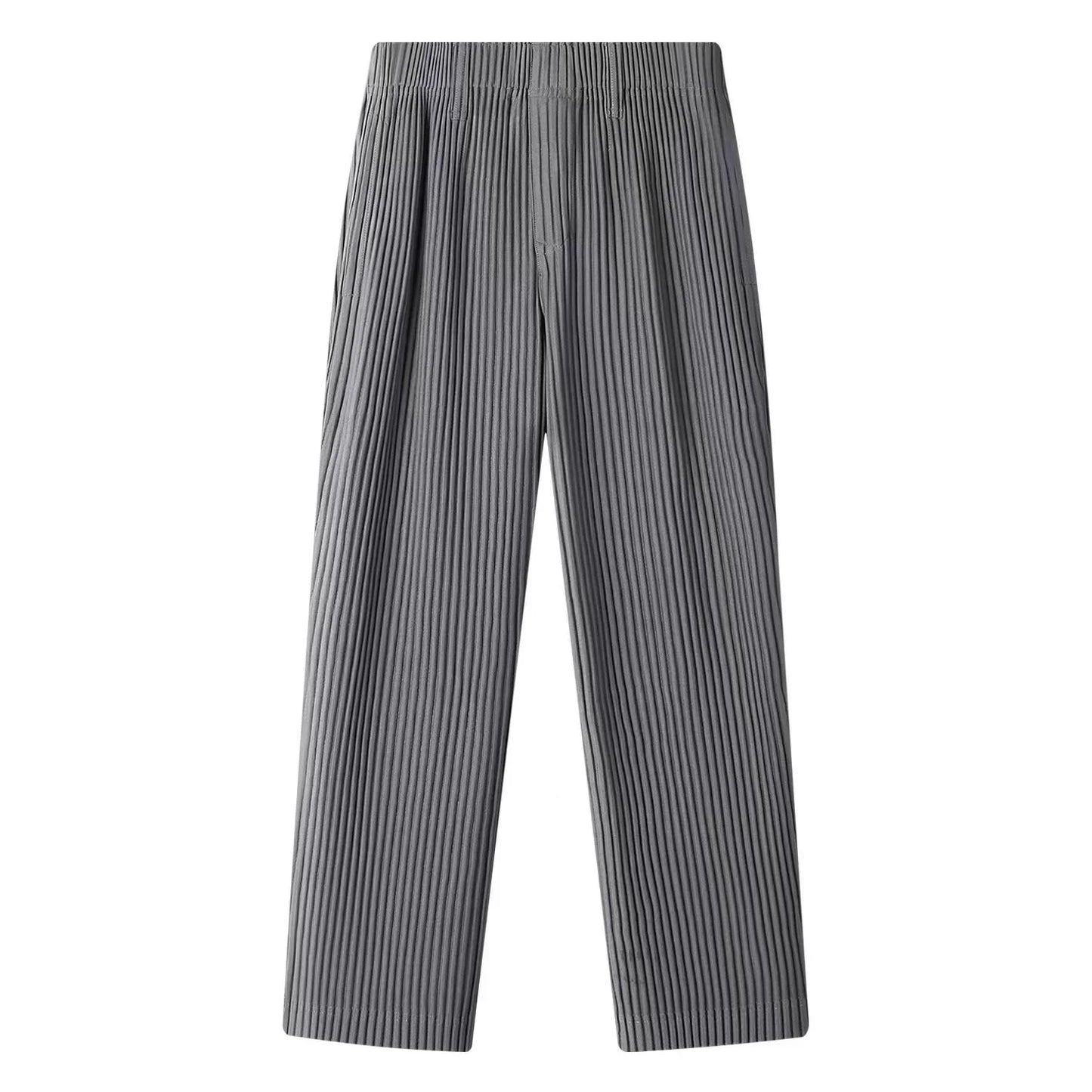 Miyake Pleated Men Pants Casual Loose Wide Leg Draped Trousers Business Casual Daily Wear