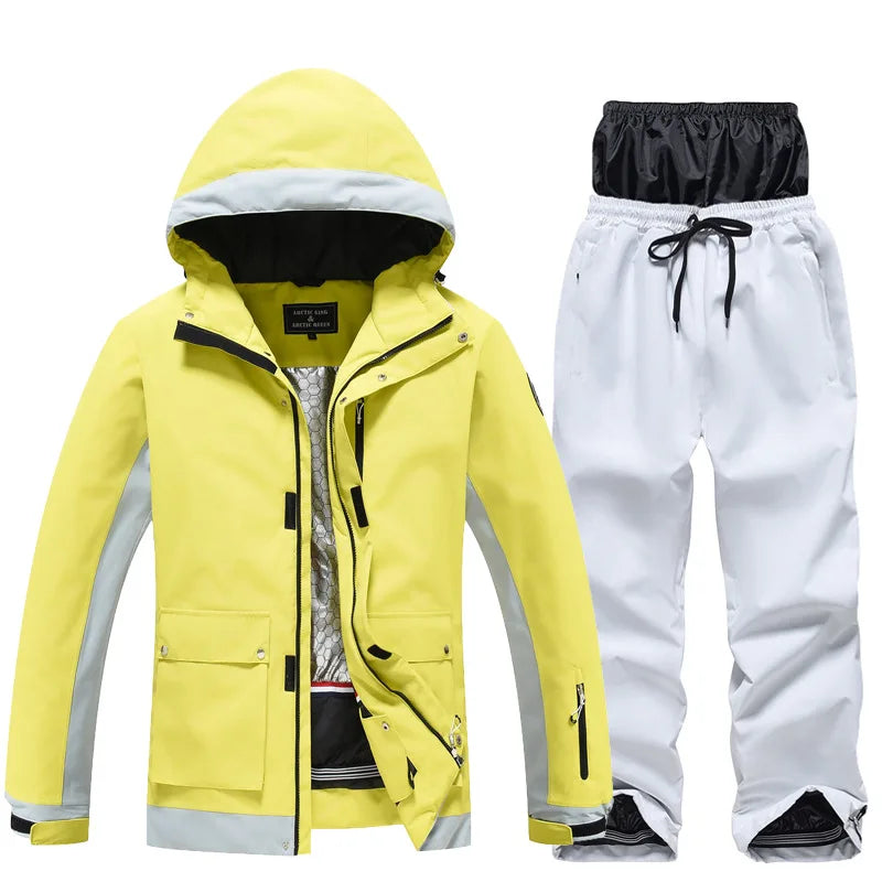 New Men's Women's Ski Suit Winter Outdoor Snow Wear Waterproof Windproof Thickened Warm Ski Clothing Jacket Pants Set Couple